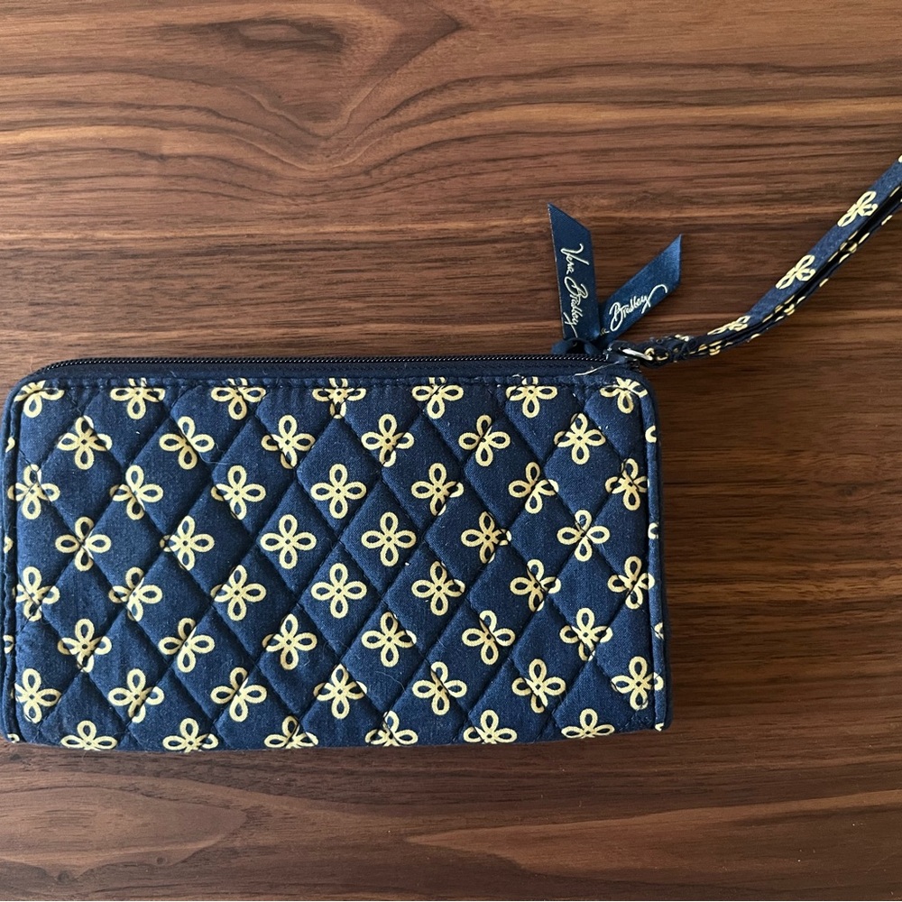 Vera Bradley Navy and Yellow Wristlet